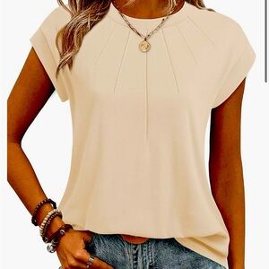 Cream short sleeve dressy top